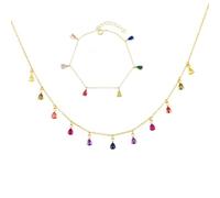 CWZZWS Joyería Mujer Estrellas y Luna Collar Pulsera Conjunto - Moda S925 Conjunto de joyería de Color sólido, Boda Compromiso Novia Dama de Honor Fiesta de graduación Joyería de Boda