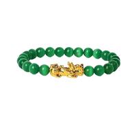 CWZZWS Joyería Opal Bracelet - Stone Feng Shui Bracelet Men Realth Bead Gold Color Chapado Pi Yao Dragón Charm Joya elástica 4 Joyería