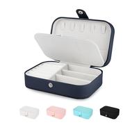 CWZZWS Joyero de Viaje para Joyas, Caja de Almacenamiento de Joyas portátil de Doble Capa de Cuero de PU, tamaño 6.3 * 4.3 * 2 Pulgadas, para aretes, Anillos, Collares, Pulseras, Relojes de Pulsera