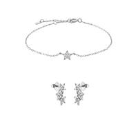 CWZZWS Juego de Collar y Pulsera de joyería - Colgante de Estrella con circonita 925 Juego de Joyas, para Mujeres y niñas Collar Ajustable Colgante Conjunto de Temperamento Joyas