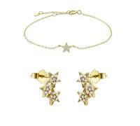 CWZZWS Juego de Collar y Pulsera de joyería - Colgante de Estrella con circonita 925 Juego de Joyas, para Mujeres y niñas Collar Ajustable Colgante Conjunto de Temperamento Joyas