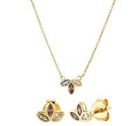 CWZZWS Juego de Collar y Pulsera de joyería - Juego de Joyas con Colgante de circonita de Hoja Simple 925, para joyería de Boda sin alérgenos para Novias y Damas de Honor