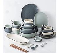 CWZZWS Juegos de vajillas, Juego de vajillas de Porcelana Irregular de Estilo nórdico con Platos y Plato, Cena de cerámica para Cocina y Comidas en casa, lavavajillas microondas, blanco-18 Piezas