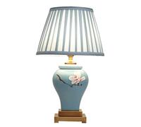 CWZZWS Lámparas de Escritorio para Leer Lámparas de Mesa de cerámica China Lámpara de Mesa de orquídea Pintada a Mano Lámpara de mesita de Noche Vintage para Dormitorio Lámparas para el hogar para