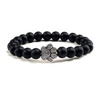 CWZZWS Lava Rock Natural de 8 mm Bead Bead Yoga Pulsera de encanto Dog Parra de la mano Pulsera de cuentas elásticas Moda Mujeres Mujeres Joyería20cm Matte negro