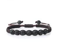 CWZZWS Men Bracelets 6 mm de lava negra piedra de roca hematita hematita pulsera con cuentas y brazalete ajustable para mujeres muñeca para mujeres