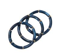 CWZZWS Nuevo Conjunto de Pulsera de túbulos de acrílico Inoxidable de Acero Inoxidable Unisex, Brazalete de Cuentas de Tubo elástico Fino, joyería de Moda, Accesorios de Moda, Regalo Creativo para