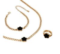 CWZZWS Nuevo Unisex Acero Inoxidable Perla Pendientes de Mariposa Collar Anillo Pulsera joyería Conjunto de Cuatro Piezas Accesorios de Moda Fiesta Moda Regalo Creativo para Mujeres y Hombres