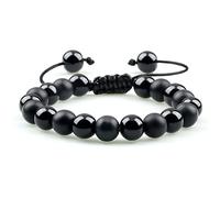 CWZZWS Obsidiana Negra Natural con Cuentas para Hombres, Piedra de Ojo de Tigre, Ojo de Gato, Aceite Esencial de Yoga, brazaletes elásticos, Regalo