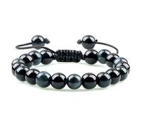CWZZWS Obsidiana Negra Natural con Cuentas para Hombres, Piedra de Ojo de Tigre, Ojo de Gato, Aceite Esencial de Yoga, brazaletes elásticos, Regalo