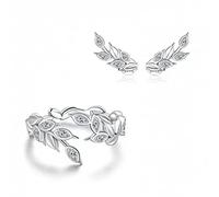 CWZZWS Oídos de trigo brillantes anillo y pendientes de tachuelas para fomentos de joyería de mujeres Boda