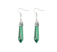 CWZZWS Pendientes de Piedra Natural para Mujer - Colgante de Prisma de malaquita geométrica Creativa de machita, Bohemia Natural Raw Gemstone Party Gift Ui