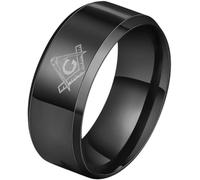 CWZZWS Productos para niñas Anillo masónico para hombres Anillo masónico Vintage Oro Plata Anillo negro Mason libre Sello Joyería para el dedo Aleación AG anillo hombre Regalos