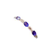 CWZZWS Pulsera de cadena de zafiro natural y real de ópalo zafiro real 925 plateado