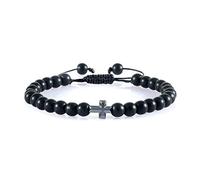 CWZZWS Pulsera de cuentas negras de 6 mm Hematita Men tigre ojo de tigre de piedra natural pulseras hechas a mano brazaletes de energía