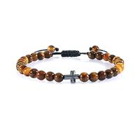 CWZZWS Pulsera de cuentas negras de 6 mm Hematita Men tigre ojo de tigre de piedra natural pulseras hechas a mano brazaletes de energía