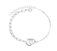 CWZZWS Pulsera de Doble círculo 925, Pulsera con dijes, Pulseras infinitas entrelazadas para Mujer, joyería de cumpleaños y Aniversario, GIF