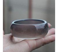 CWZZWS Pulsera de Jade, joyería de Jade para Mujer, Pulsera de ágata de Cristal Natural, Pulsera Morada Gris Hielo, 60 mm