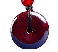 CWZZWS Pulsera de Piedras Preciosas Naturales, Colgante de Calabaza de Cristal de cinabrio, amuletos de la Suerte para Piedras Preciosas Naturales, Amuleto Rojo, Colgante de Donut, Cristal Reiki Que