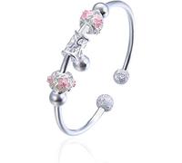CWZZWS Pulsera nueva S990 Joyas de plata Flower Bangos de cuentas Lady Pemperamento abierto Pulsera Pulsera de plata esterlina Pulsera de plata esterlina