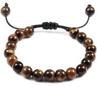CWZZWS Pulsera pulsera, pulseras trenzadas tigre tigre natural perlas en brazaletes pulseras de cuentas ajustables reiki joyería de cristal para hombres mujeres