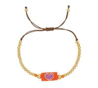 CWZZWS Pulsera Trenzada Hecha a Mano con Cuentas de Cobre en Tono Dorado y Cristal