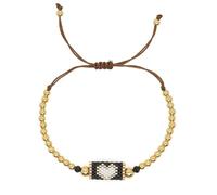 CWZZWS Pulsera Trenzada Hecha a Mano con Cuentas de Cobre en Tono Dorado y Cristal