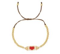 CWZZWS Pulsera Trenzada Hecha a Mano con Cuentas de Cobre en Tono Dorado y Cristal
