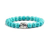 CWZZWS pulseras de piedra volcánica natural brazalete de la cabeza buda hombres mujeres de los brazaletes de los brazaletes de pareja