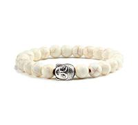 CWZZWS pulseras de piedra volcánica natural brazalete de la cabeza buda hombres mujeres de los brazaletes de los brazaletes de pareja