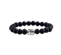 CWZZWS pulseras de piedra volcánica natural brazalete de la cabeza buda hombres mujeres de los brazaletes de los brazaletes de pareja