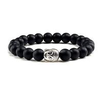 CWZZWS pulseras de piedra volcánica natural brazalete de la cabeza buda hombres mujeres de los brazaletes de los brazaletes de pareja