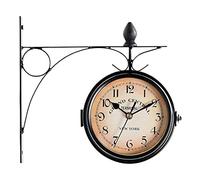 CWZZWS Reloj de Pared Reloj de Pared al Aire Libre Resistente a la Intemperie, Relojes de Pared de jardín de Doble Cara Adornos de jardín de Hierro, Creatividad precisa de Tiempo preciso Estilo
