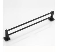 CWZZWS Toallero Doble de Aluminio Negro Mate para baño, Soporte para Estante, Barra para Colgar Toallas de baño, diseño Cuadrado, toallero, Accesorios de baño, 50 cm