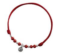 CWZZWS Tobillera de Granate Trenzada de Cuerda roja para Mujer, Cadena de Tobillo de Cristal de obsidiana, Moda estudiantil con Personalidad
