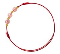 CWZZWS Tobillera El Tejido de Cuerda roja de Las Mujeres no se desvanece Novias Ins Tobillera de Moda de Cristal de Fresa Moda