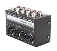 CX400 Mini mezclador de audio estéreo, mezclador pasivo portátil de 4 canales, salida RCA controles de volumen separados para grabación Studio Console Stage Small Club