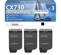 CX730 Cartucho de Tóner Compatible para Lexmark C4342 C4352 CS730de CS735de CX730de CX735adse CX737adzse CX737adzse Impresoras, Alto Rendimiento 5000 Páginas, Impresión Nítida,Black-3 Pack