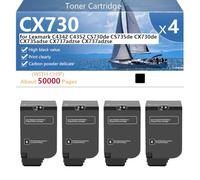 CX730 Cartucho de Tóner Compatible para Lexmark C4342 C4352 CS730de CS735de CX730de CX735adse CX737adzse CX737adzse Impresoras, Alto Rendimiento 5000 Páginas, Impresión Nítida,Black-4 Pack