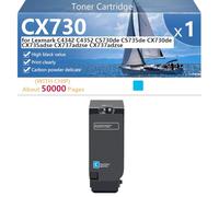CX730 Cartucho de Tóner Compatible para Lexmark C4342 C4352 CS730de CS735de CX730de CX735adse CX737adzse CX737adzse Impresoras, Alto Rendimiento 5000 Páginas, Impresión Nítida,Cyan-1 Pack