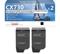 CX730 Cartucho de Tóner de alta Capacidad de Repuesto para Lexmark C4342 C4352 CS730de CS735de CX730de CX735adse CX737adzse CX737adzse Impresoras, Impresión de alta Definición, 5000 Páginas,Black-2 pa