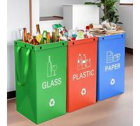 CXAFQ 3 Bolsas De Clasificación De Basura, Bolsas Reciclaje, Contenedores De Reciclaje, Bolsas Basura Colores, Capacidad Única 40l, Resistente y Duradero, Resistente Al Agua, Diseño Portátil