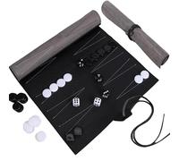 CXAFQ Backgammon - Tablero Rollable de Backgammon, Acabados de Piel Sintética, 5 Dados, Portátil y de Viaje, Juegos de Mesa para 2 Personas, 25,5 x 34,5 cm