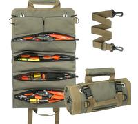 CXAFQ Organizador De Bolsas De Herramientas, Bolsa Herramientas Electricista, Bolsa Multiusos Enrollable, 4 Bolsillos Con Cremallera Y 2 Bolsas Desmontables, Para Electricistas/Carpinteros