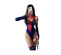cxbyjyg SPIDER Woman zip entrepierna estampado traje lencería sexy uniforme de animación de cuerpo a cuerpo