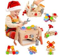 CXCOSRY Caja de herramientas de madera para niños: juego de herramientas Montessori de 29 piezas con maletín - Juguete educativo para desarrollar la motricidad para niños y niñas