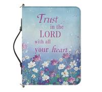 Cxdvotvy Funda de piel con estampado floral para la Biblia, funda ligera para llevar libros con correa para el hombro, bolsa de escritura para el estudio, accesorios (Confía en el Señor con todo tu
