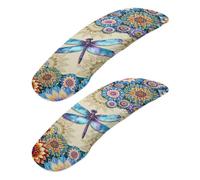 Cxdvotvy Funda elástica para reposabrazos de silla, 2 piezas, diseño de libélula, mandala y flores, funda protectora para reposabrazos de silla, lavable y extraíble, decoración del hogar