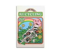 CXEEUDFFN Póster de arte retro con texto en inglés "Learn About Recycling", pintura decorativa, lienzo, pósteres de pared e impresión artística moderna para dormitorio familiar, pósteres de 30 x 45 cm