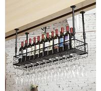 CXEGCCUF Botellero al revés para Colgar Botellas de Vino, Estante para Copas de Vino de Estilo Simple, Estante para decoración de Techo, Adecuado para Bares, restaurantes, cocinas (tamaño: